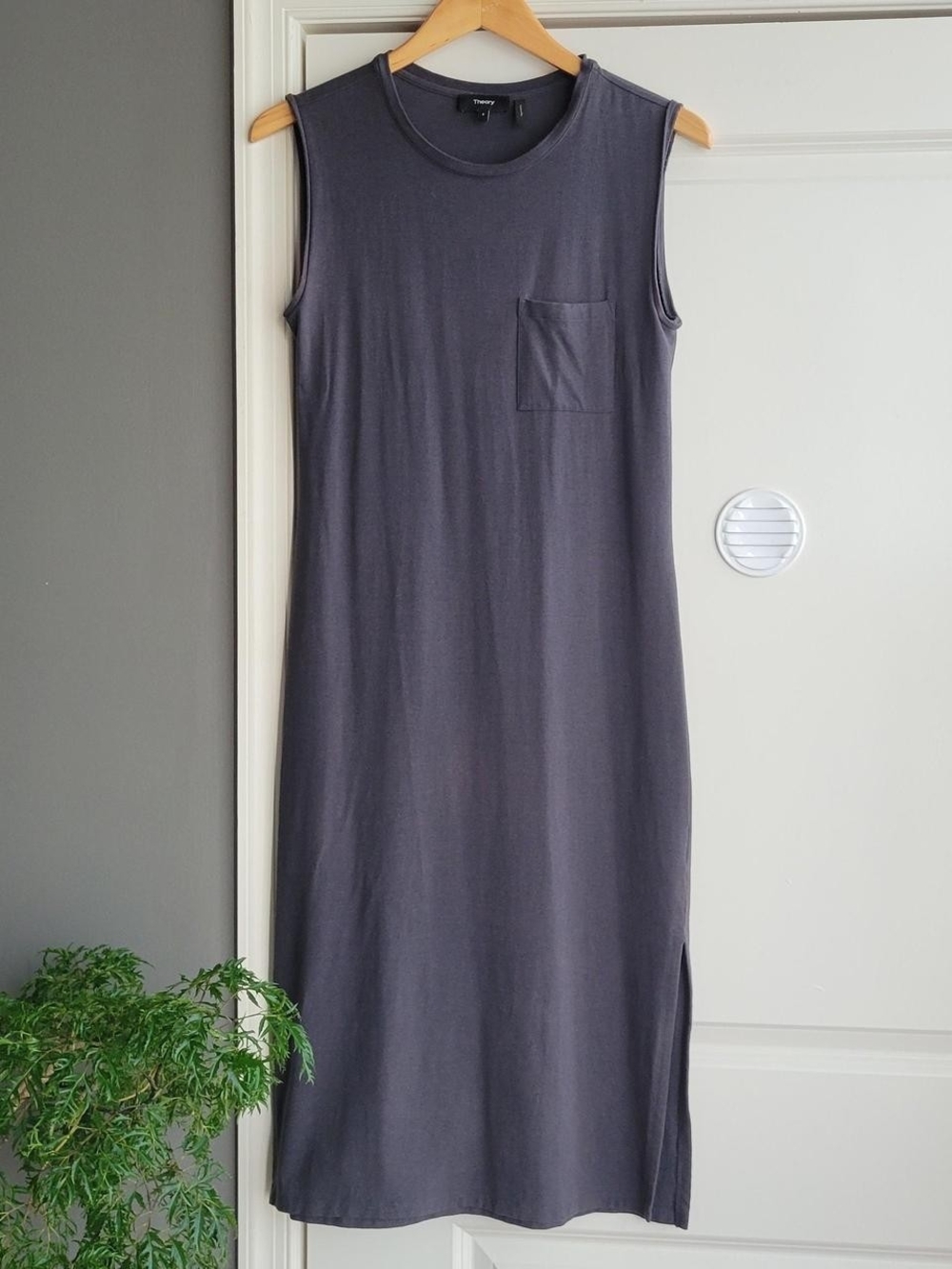 Theory Sleeveless Midi Dress - Charcoal Gray